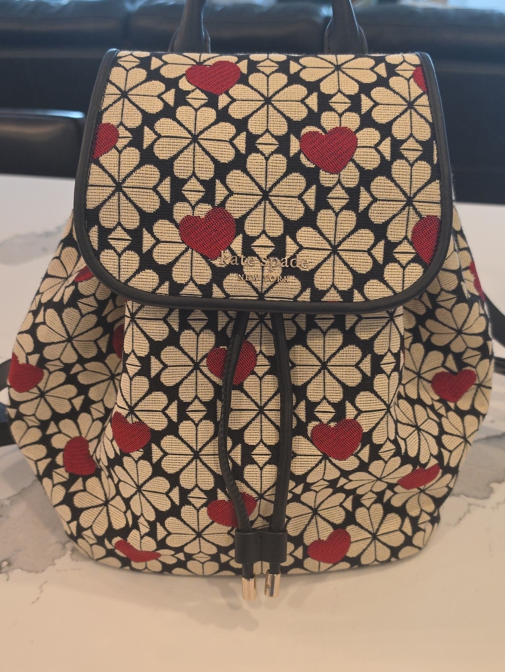 Kate Spade Spade Flower Heart Jacquard Drawstring Backpack